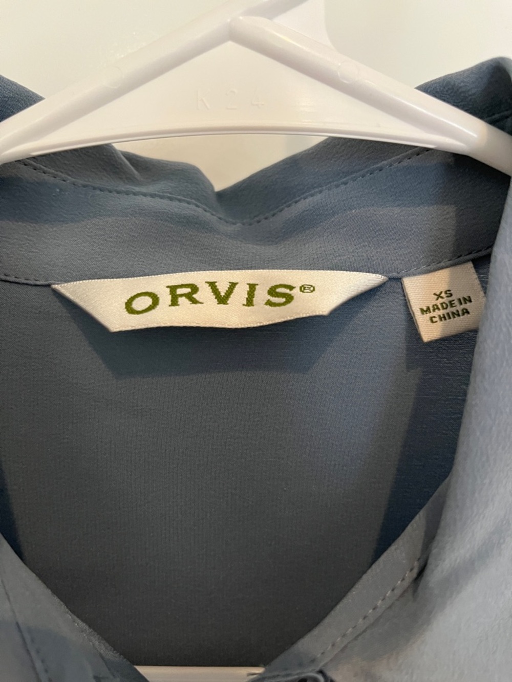 Orvis Slate Blue Silk Button-Up Shirt - Picture 2 of 5